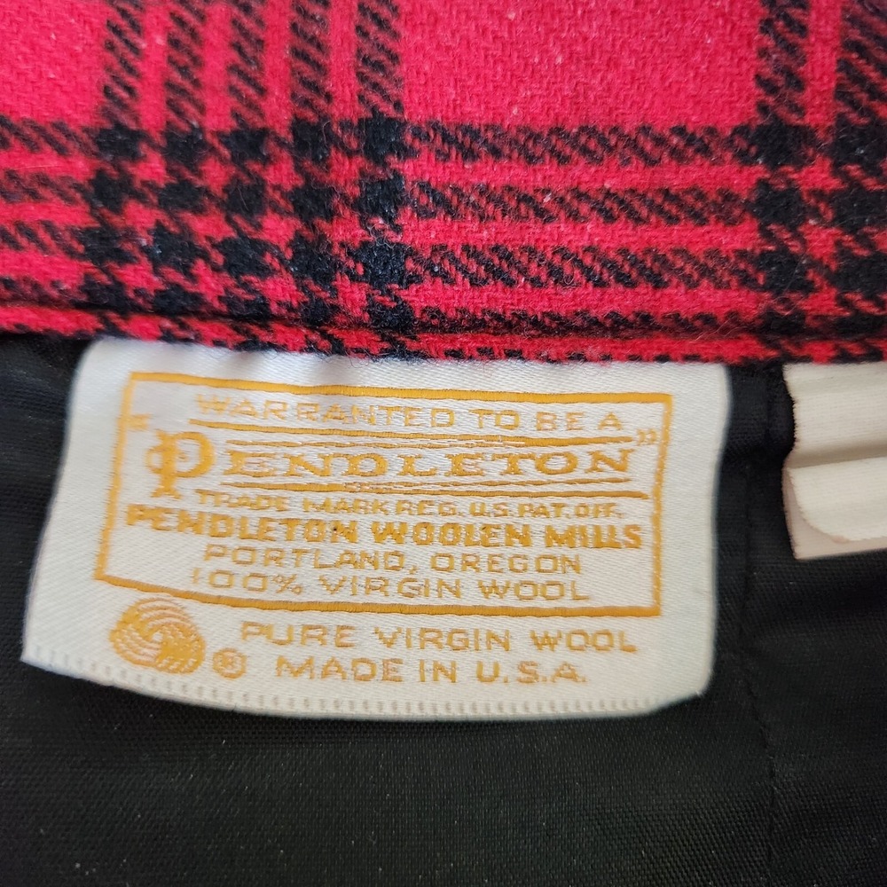 Vintage PENDLETON Skirt 100% Virgin Wool Plaid A Line 12 Made in USA Red - Picture 2 of 14